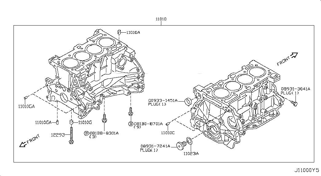 BOLT-MAIN BEARING CAP, 122936N200, 主組: Engine Mechanical, 子組: CYLINDER BLOCK & OIL PAN; COMPONENT PARTS, 圖示位置: 12293