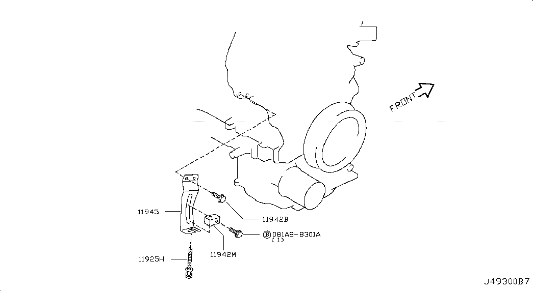 BRACKET-ADJUST BOLT, 1194277A0A, 主組: Steering, 子組: POWER STEERING PUMP MOUNTING, 圖示位置: 11942M