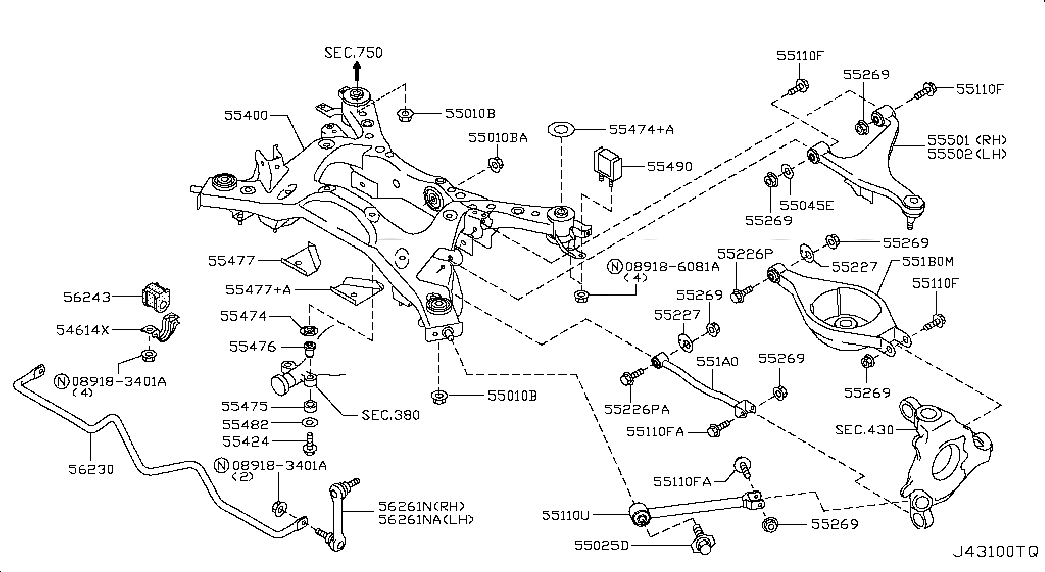 STOPPER-MOUNTING,DIFFERENTIAL UPPER, <span>55474JK00A, Main Group: Axle & Suspension, Diagram: REAR SUSPENSION; MEMBER&LINK, Location Of Picture: 55474+A