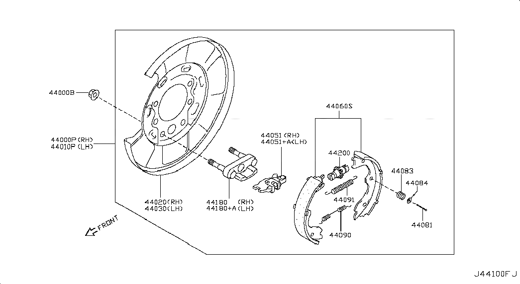 BRAKE ASSY-PARKING,REAR LH, <span>44010EG06B, Main Group: Brake, Diagram: REAR BRAKE; PARKING BRAKE, Location Of Picture: 44010P