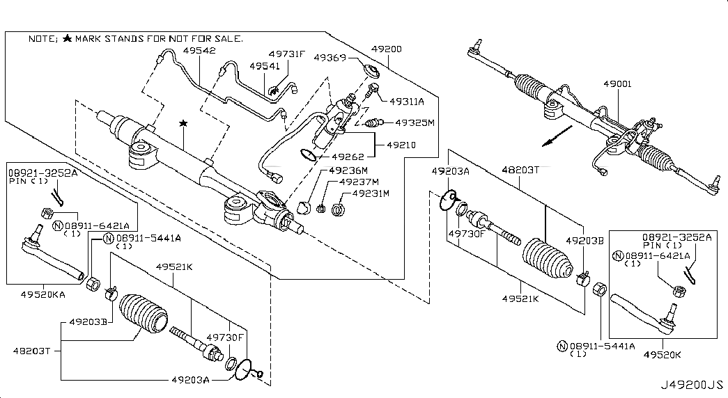 SCREW-ADJUST RETAINER, <span>48231AU000, Main Group: Steering, Diagram: POWER STEERING GEAR, Location Of Picture: 49231M