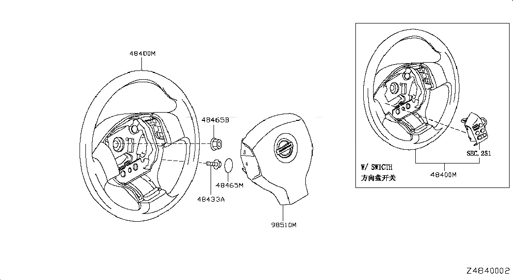 MODULE ASSY-AIR BAG,DRIVER, <span>K851MEW50B, Main Group: Steering, Diagram: STEERING WHEEL, Location Of Picture: 98510M