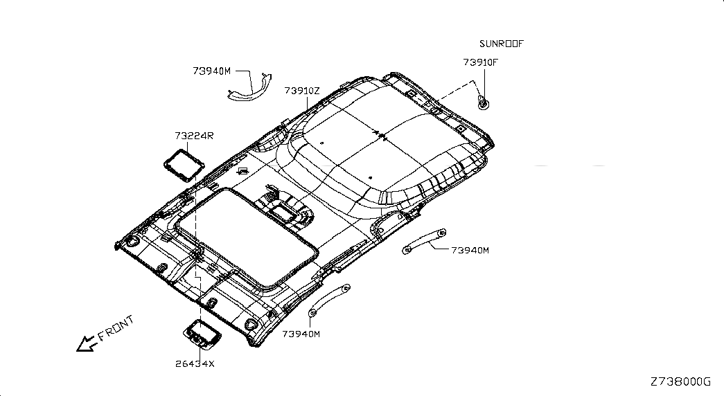 BODY ASSY-MAP LAMP, <span>26434EN000, Main Group: Body(Front,roof & Floor), Diagram: ROOF TRIMMING; SUNROOF 2R, Location Of Picture: 26434X