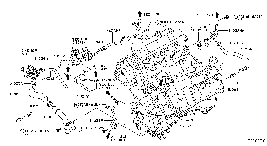 CONNECTOR-SUCTION, <span>148751LA0A, Main Group: Exhaust & Cooling, Diagram: WATER HOSE & PIPING, Location Of Picture: 21068