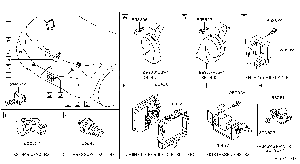 CONTROLLER ASSY-IPDM ENGINE ROOM, 284B61LJ0A, 主組: Body Electrical, 子組: ELECTRICAL UNIT; ENGINE ROOM, 圖示位置: 284B6