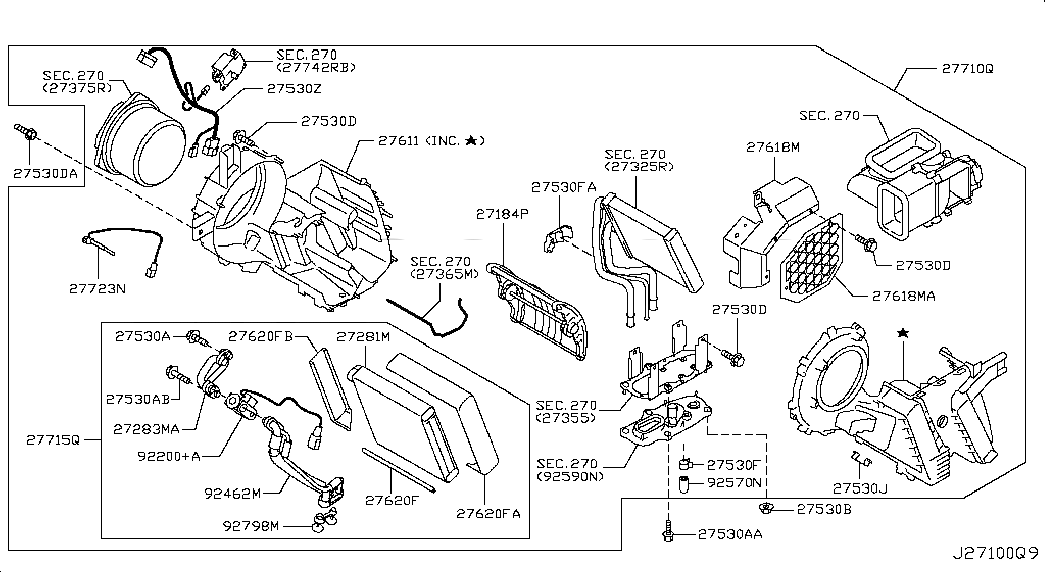 EVAPORATOR ASSY-FRONT, <span>272811HA0A, Main Group: Body Electrical, Diagram: COOLING UNIT; RR AIR COND UNIT, Location Of Picture: 27281M