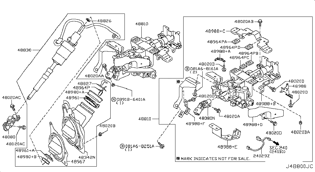 COLUMN ASSY-STEERING,UPPER, 488101NC7B, 主組: Steering, 子組: STEERING COLUMN; POWERED 4WAS, 圖示位置: 48810