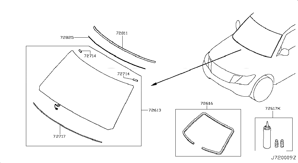 GLASS-WINDSHIELD, <span>G27001LB1B, Main Group: Body(Front,roof & Floor), Diagram: FRONT WINDSHIELD, Location Of Picture: 72613