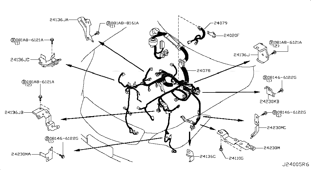 HARNESS-EGI, 240111NA0C, 主組: Body Electrical, 子組: WIRING; EGI HARNESS, 圖示位置: 24078