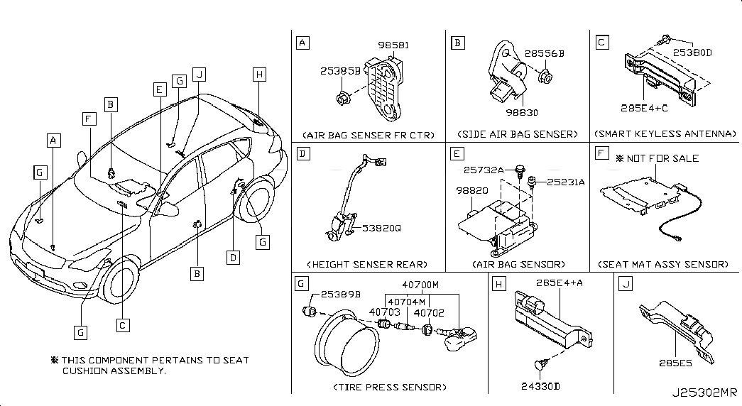 SENSOR-SIDE AIR BAG,CENTER, <span>K88201BM1J, Main Group: Body Electrical, Diagram: ELECTRICAL UNIT; BODY-1, Location Of Picture: 98820