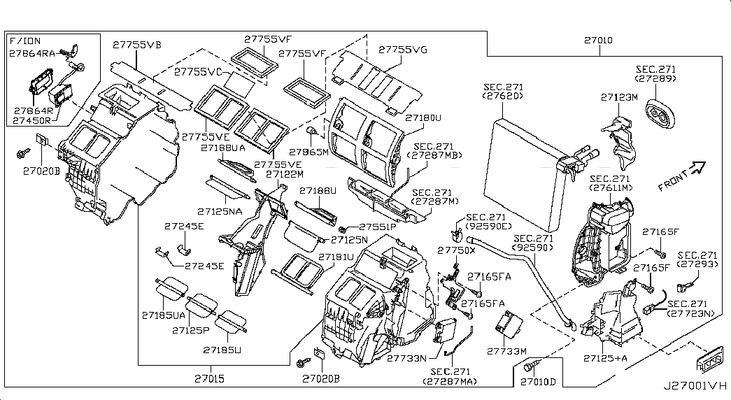 DUCT-FOOT, <span>27841JK62A, Main Group: Body Electrical, Diagram: HEATER & BLOWER UNIT; HEATER-FR(1), Location Of Picture: 27125+B