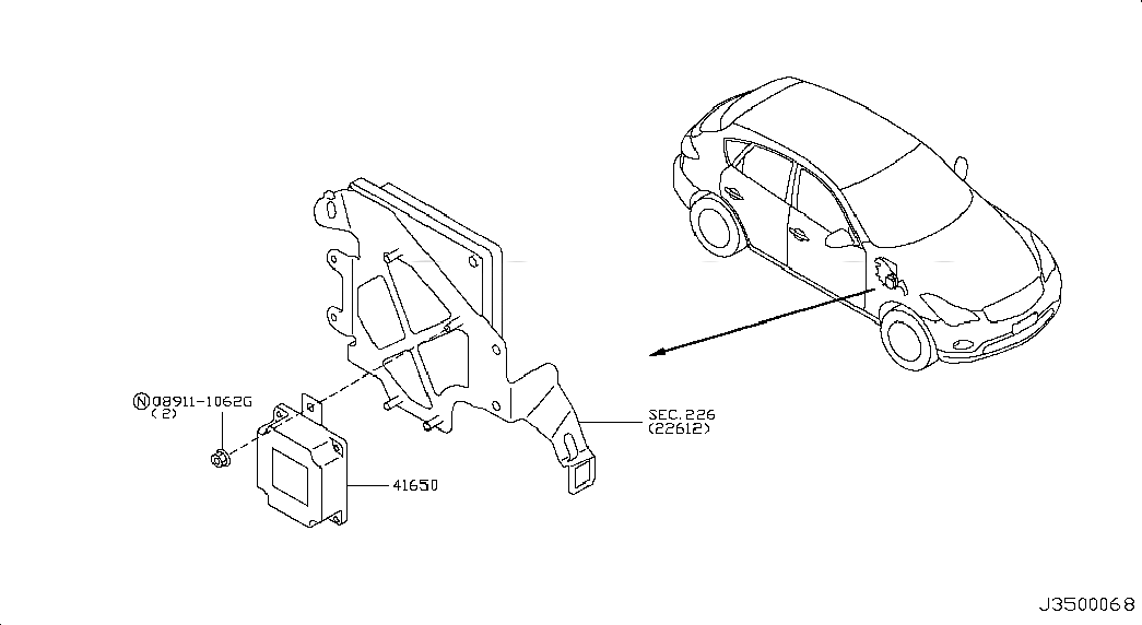 CONTROLLER ASSY-TORQUE SPLIT, 416501BA0A, 主組: Power Train, 子組: TRANSFER CONTROL PARTS, 圖示位置: 41650
