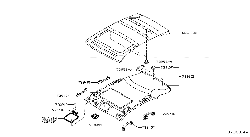 HEADLINING ASSY, <span>739101BG2A, Main Group: Body(Front,roof & Floor), Diagram: ROOF TRIMMING; SUNROOF, Location Of Picture: 73910Z