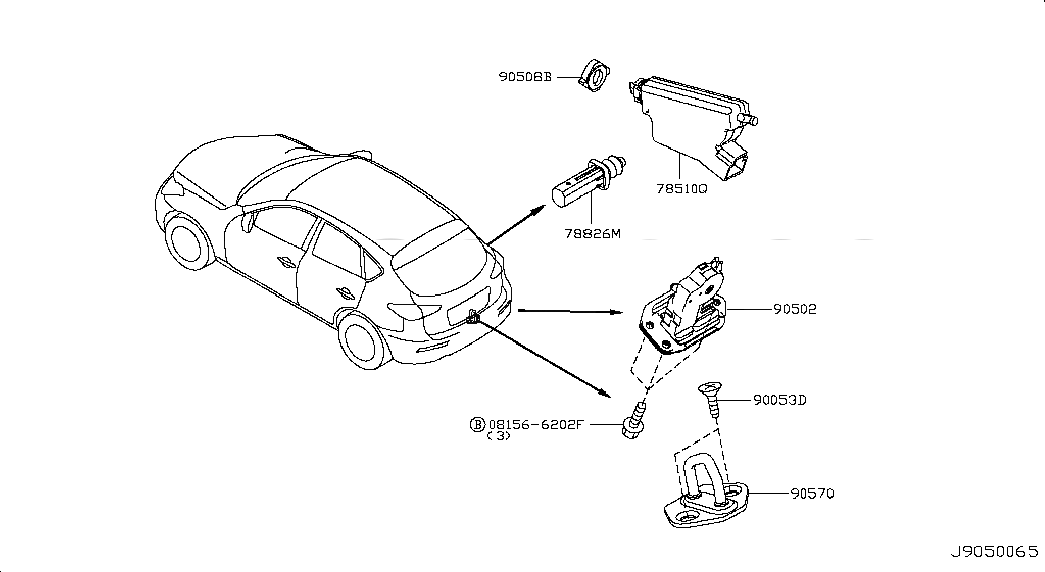 STRIKER-BACK DOOR LOCK, 90570CA00A, 主組: Body(Back Door & Rear Body), 子組: BACK DOOR LOCK & HANDLE, 圖示位置: 90570