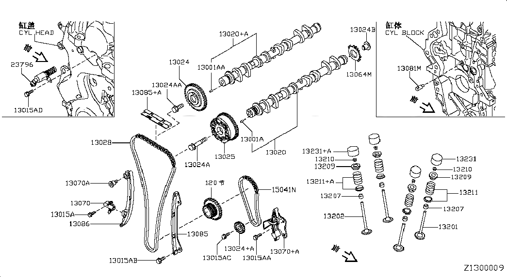 GUIDE-CHAIN,TENSION SIDE, <span>13085EN210, Main Group: Engine Mechanical, Diagram: CAMSHAFT & VALVE MECHANISM; CAMSHAFT & VALVE MECHANISM, Location Of Picture: 13085+A