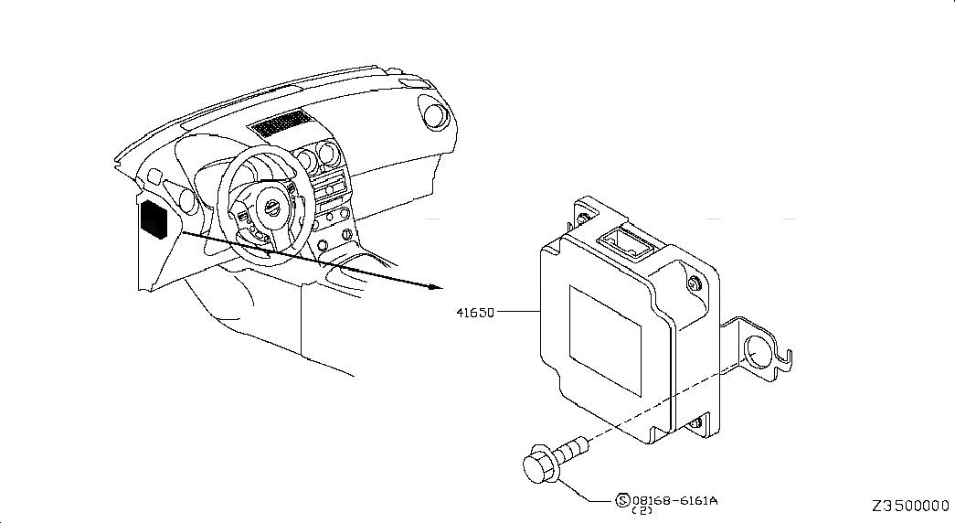 CONTROLLER ASSY-TORQUE SPLIT, 41650BR50A, 主組: Power Train, 子組: TRANSFER CONTROL PARTS, 圖示位置: 41650