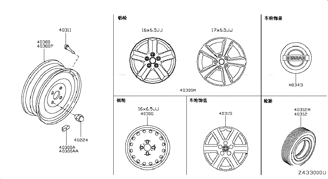 WHEEL ASSY-DISC, <span>40300CN00E, Main Group: Axle & Suspension, Diagram: ROAD WHEEL & TIRE, Location Of Picture: 40300