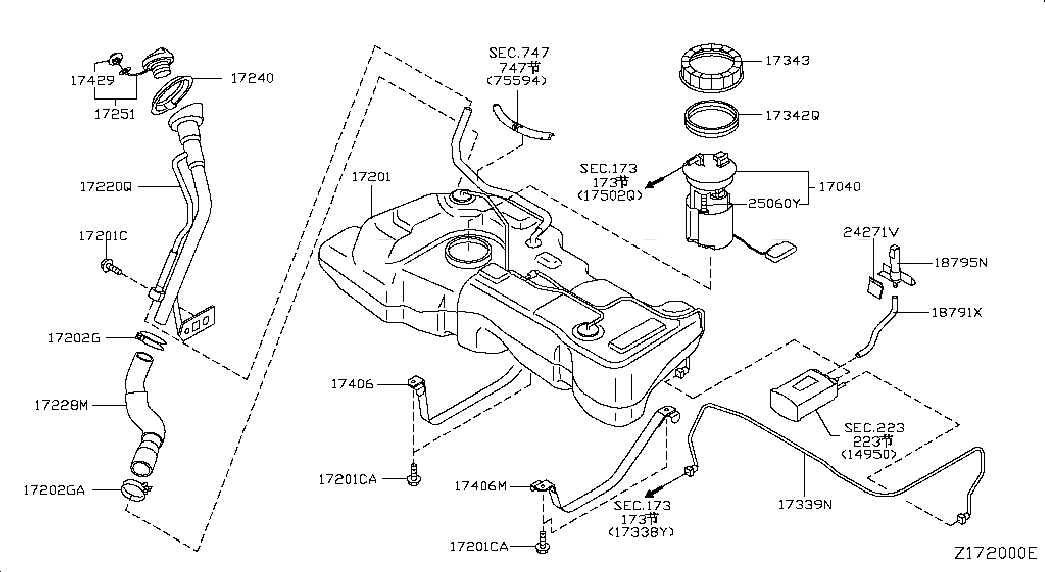 FUEL PUMP-IN TANK, <span>17040EW80B, Main Group: Fuel & Engine Control, Diagram: FUEL TANK, Location Of Picture: 17040