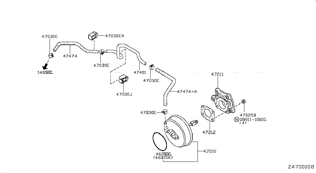 CLAMP, <span>474920P001, Main Group: Brake, Diagram: BRAKE SERVO &             SERVO CONTROL, Location Of Picture: 47030J