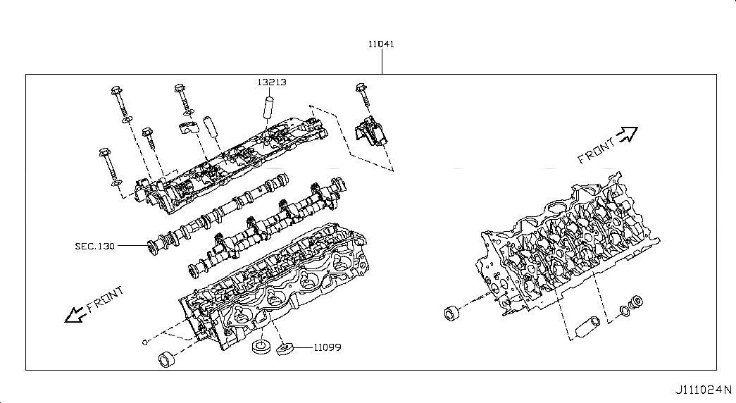 HEAD ASSY-CYLINDER, <span>110401CA2A, Main Group: Engine Mechanical, Diagram: CYLINDER HEAD & ROCKER COVER; COMPONENT PARTS RH, Location Of Picture: 11041