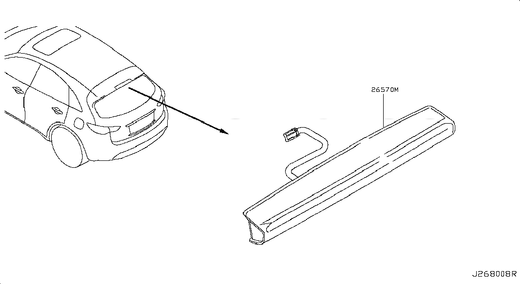 STOP LAMP ASSY-HIGH MOUNTING, 265901CA0A, 主組: Body Electrical, 子組: HIGH MOUNTING STOP LAMP, 圖示位置: 26570M