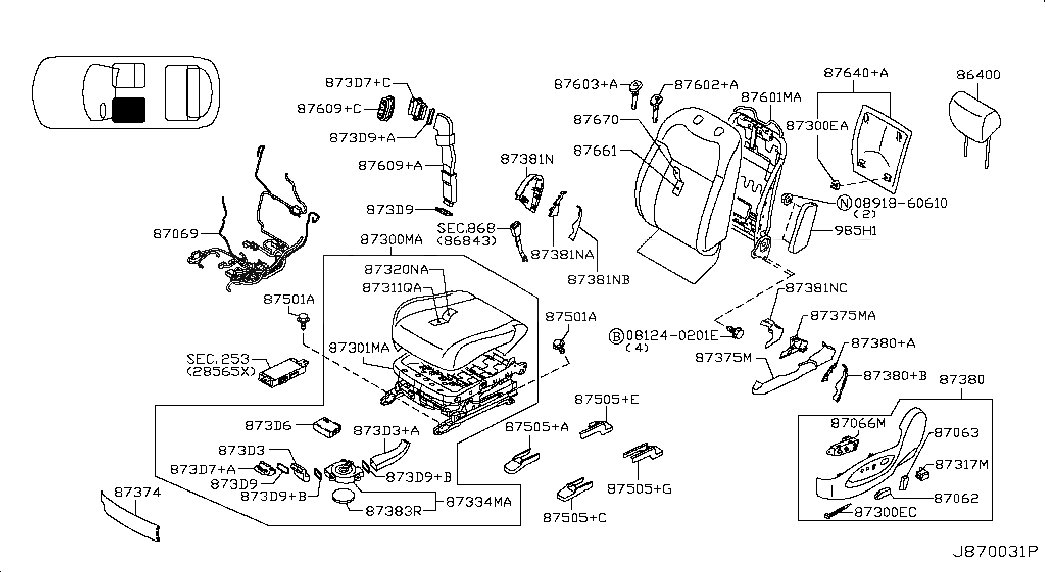 HEADREST ASSY-FRONT SEAT, <span>864001CA3B, Main Group: Seat & Seat Belt, Diagram: FRONT SEAT; LH SEAT(PREMIUM), Location Of Picture: 86400