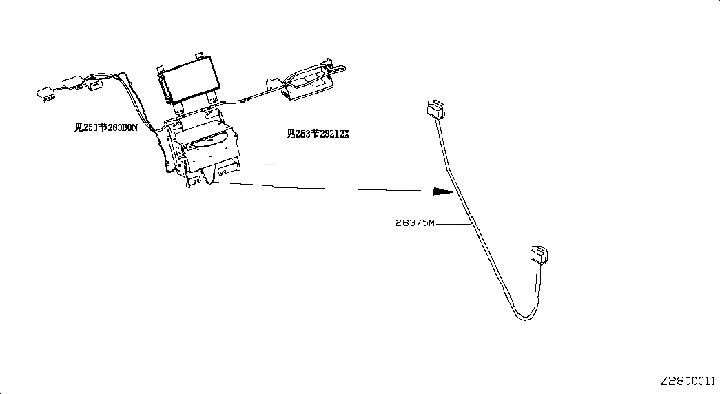 HARNESS-POWER, <span>28098JN25A, Main Group: Body Electrical, Diagram: AUDIO & VISUAL; DISP H, Location Of Picture: 28375M