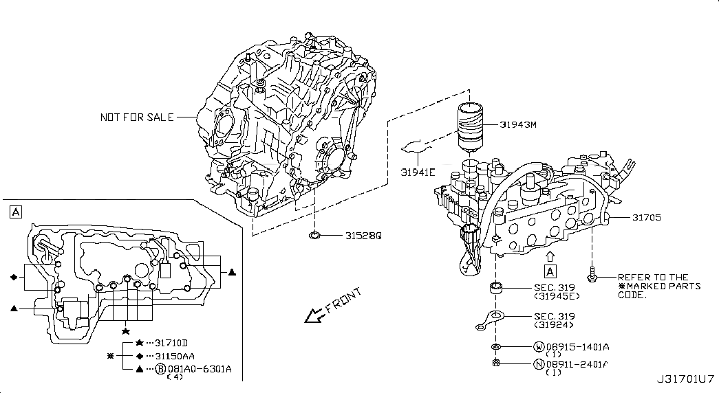 VALVE ASSY-CONTROL, 317051XE1E, 主組: Power Train, 子組: CONTROL VALVE (ATM); VALVE ASSY-CONTROL, 圖示位置: 31705