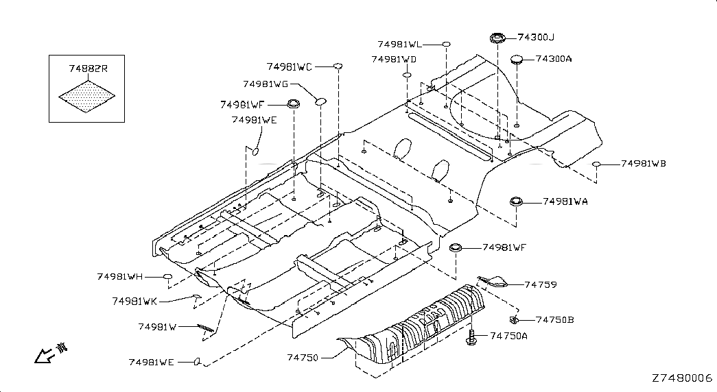 HEAT INSULATOR ASSY-FRONT FLOOR, <span>74750JN00A, Main Group: Body(Front,roof & Floor), Diagram: FLOOR FITTING, Location Of Picture: 74750