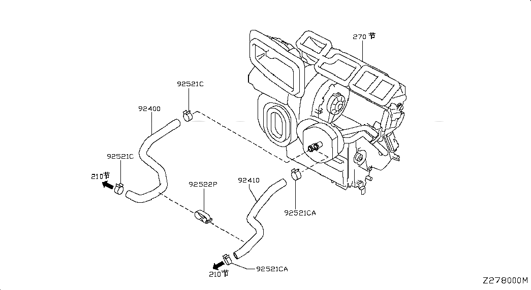HOSE-HEATER,INLET, 924001DB0A, 主組: Body Electrical, 子組: HEATER PIPING, 圖示位置: 92400