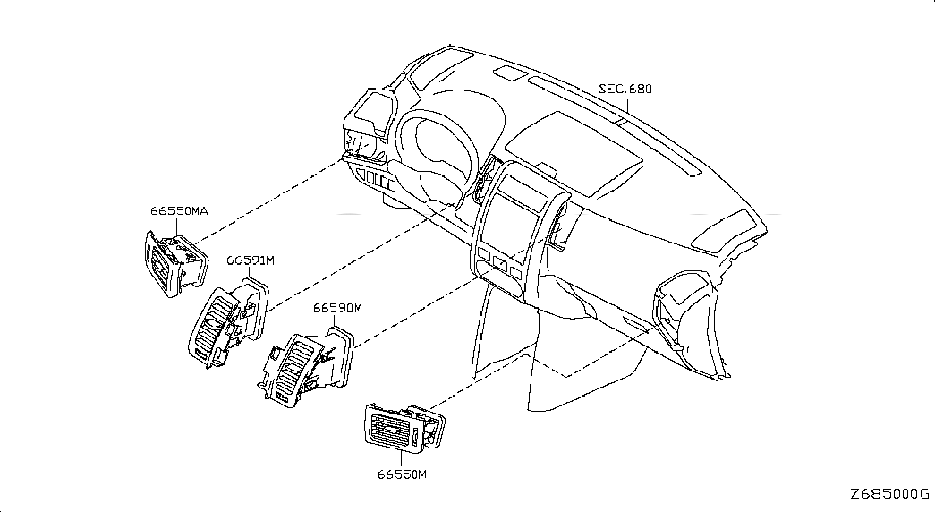 VENTILATOR ASSY-SIDE,ASSIST, 68750JG45C, 主組: Body(Front,roof & Floor), 子組: VENTILATOR, 圖示位置: 66590M