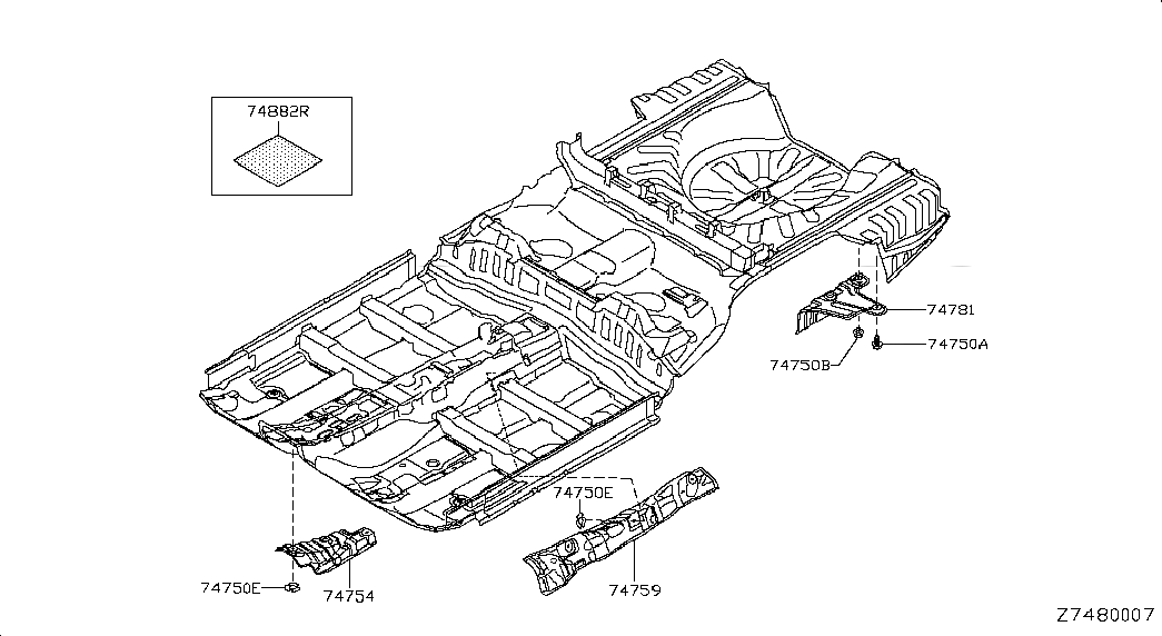 HEAT INSULATOR-FRONT FLOOR, <span>74753JE30A, Main Group: Body(Front,roof & Floor), Diagram: FLOOR FITTING; MAIN, Location Of Picture: 74754