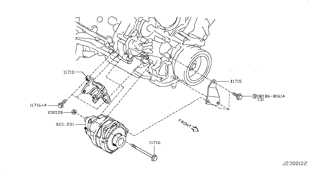 BOLT, <span>081B68161A, Main Group: Engine Electrical, Diagram: ALTERNATOR FITTING, Location Of Picture: 081B68161A