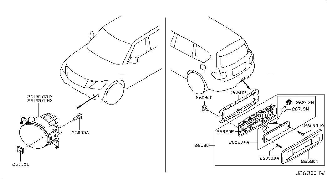 FOG LAMP ASSY-REAR, 265805ZA1A, 主組: Body Electrical, 子組: FOG,DAYTIME RUNNING & DRIVING LAMP; FR LED TYPE, 圖示位置: 26580