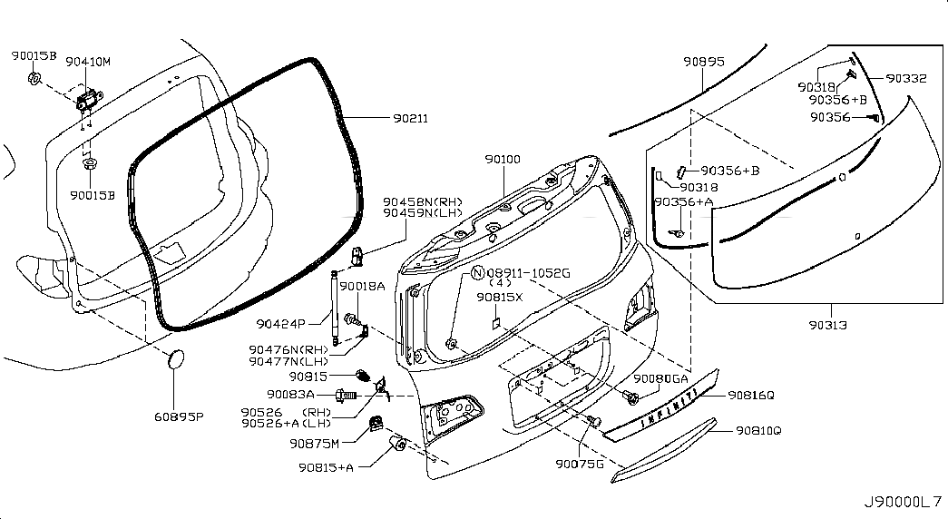 DOOR ASSY-BACK, <span>K010M5ZMMA, Main Group: Body(Back Door & Rear Body), Diagram: BACK DOOR PANEL & FITTING, Location Of Picture: 90100