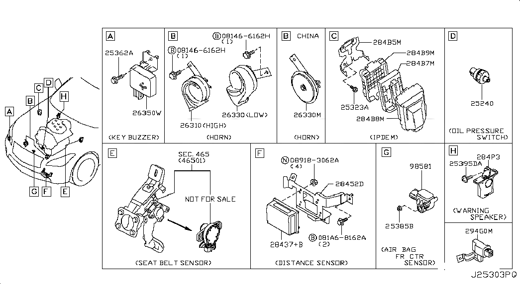 CONTROL UNIT ASSY-IPDM,ENGINE ROOM, 284B73WG6A, 主組: Body Electrical, 子組: ELECTRICAL UNIT; ENGINE ROOM, 圖示位置: 284B7M