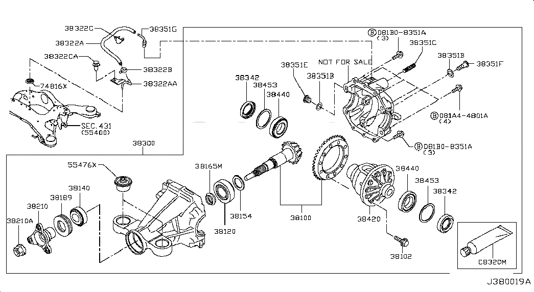 INSULATOR-DIFFERENTIAL MOUNTING, <span>554761MA0C, Main Group: Power Train, Diagram: REAR FINAL DRIVE, Location Of Picture: 55476X