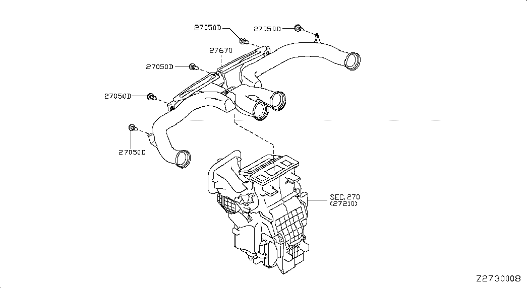 DUCT-VENTILATOR,CENTER, <span>278601HM0A, Main Group: Body Electrical, Diagram: NOZZLE & DUCT, Location Of Picture: 27670