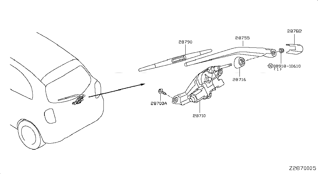 BLADE ASSY-BACK WINDOW WIPER, <span>28790EN000, Main Group: Body Electrical, Diagram: REAR WINDOW WIPER, Location Of Picture: 28790