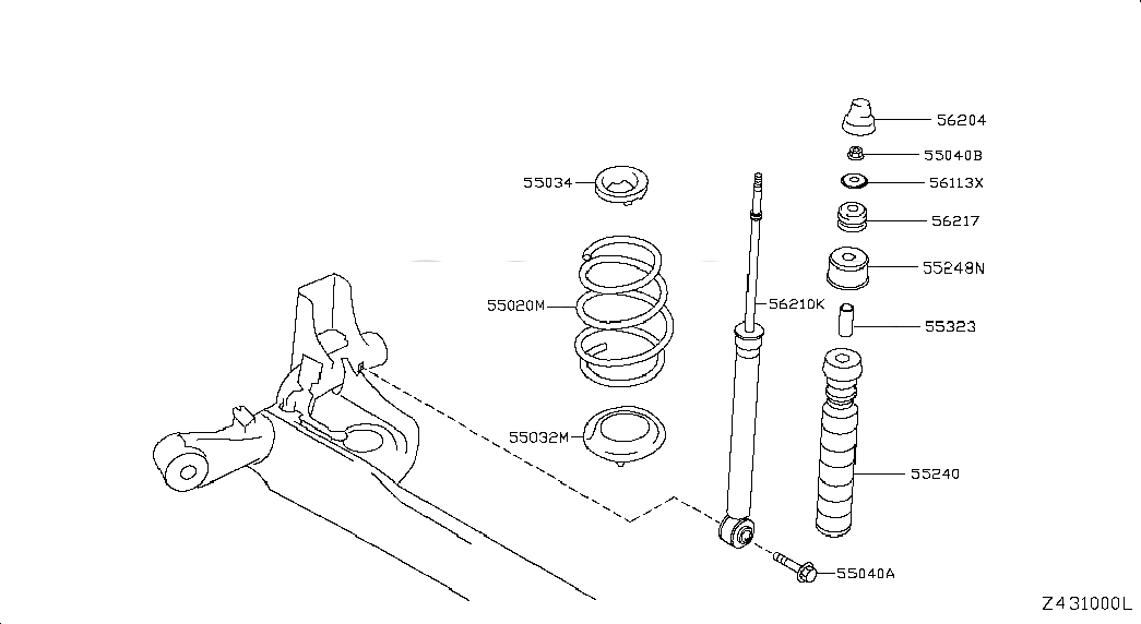 SHOCK ABSORBER KIT-REAR, 562101HM2A, 主組: Axle & Suspension, 子組: REAR SUSPENSION; ABSORBER, 圖示位置: 56210K