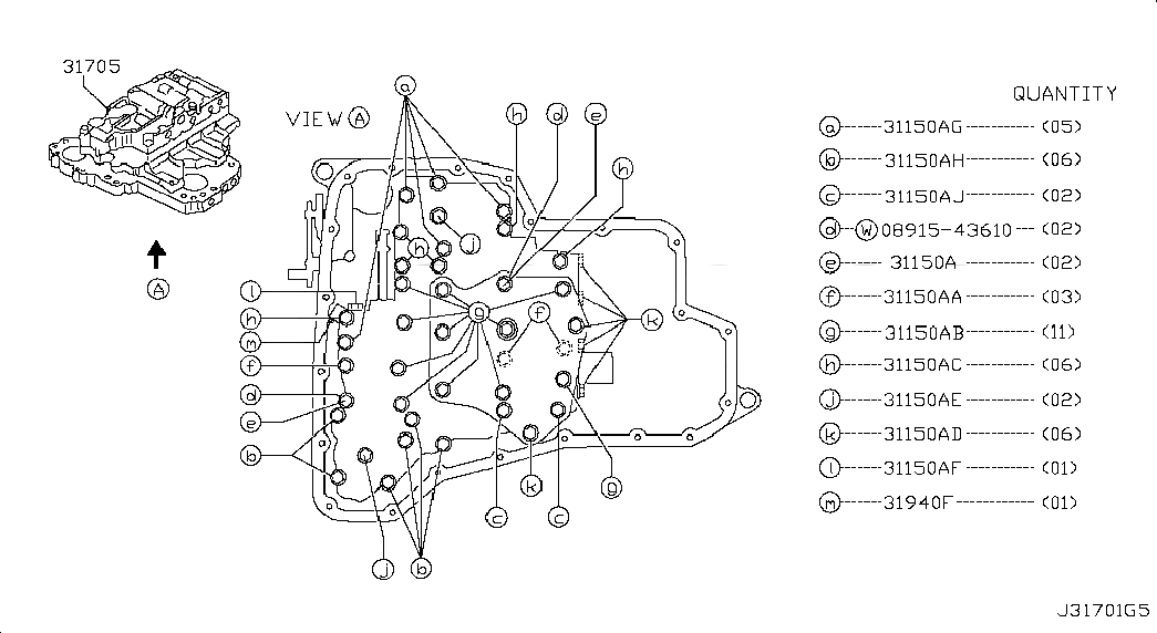 VALVE ASSY-CONTROL, 317053CX0E, 主組: Power Train, 子組: CONTROL VALVE (ATM); FITTING PARTS, 圖示位置: 31705