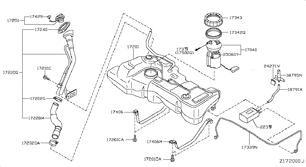 FUEL PUMP-IN TANK, <span>170403DN1A, Main Group: Fuel & Engine Control, Diagram: FUEL TANK, Location Of Picture: 17040