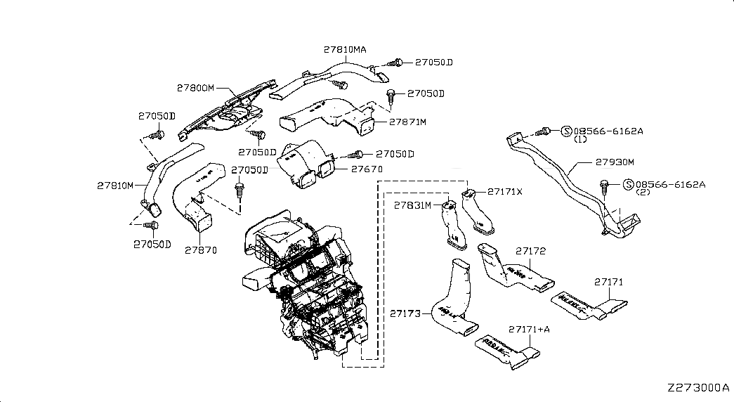 DUCT-SIDE VENTILATOR, <span>278703DF1A, Main Group: Body Electrical, Diagram: NOZZLE & DUCT, Location Of Picture: 27870