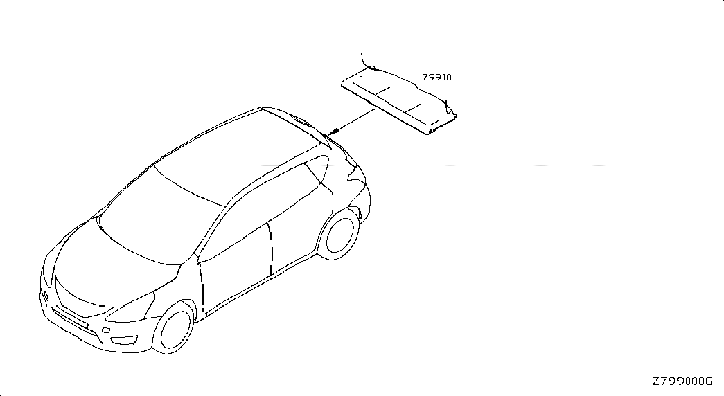 FINISHER-REAR PARCEL SHELF, 799103DN1A, 主組: Body(Side & Rear), 子組: REAR & BACK PANEL TRIMMING, 圖示位置: 79910