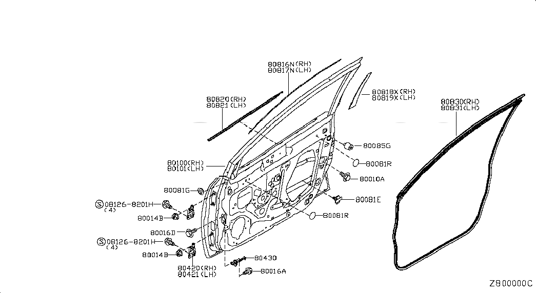 DOOR ASSY-FRONT,LH, <span>H01013DNMA, Main Group: Body(Side & Rear), Diagram: FRONT DOOR PANEL & FITTING, Location Of Picture: 80101