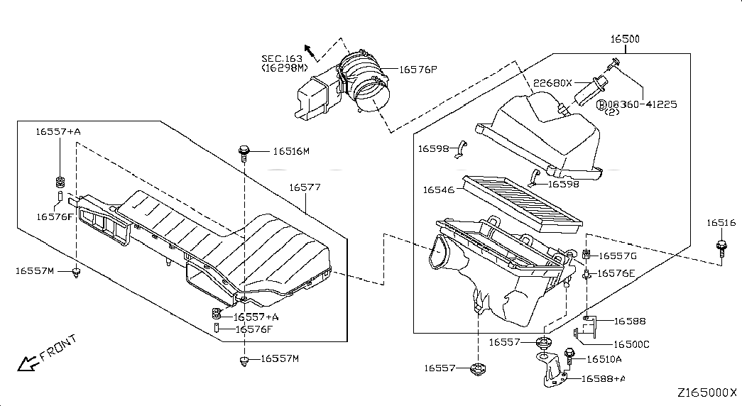 AIR CLEANER, <span>16500JN00A, Main Group: Fuel & Engine Control, Diagram: AIR CLEANER; AIR CLEANER, Location Of Picture: 16500
