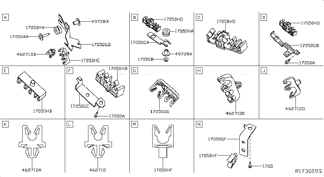 CLIP, <span>46272CA20A, Main Group: Fuel & Engine Control, Diagram: FUEL PIPING; FUEL & BRAKE PIPING, Location Of Picture: 17050GG