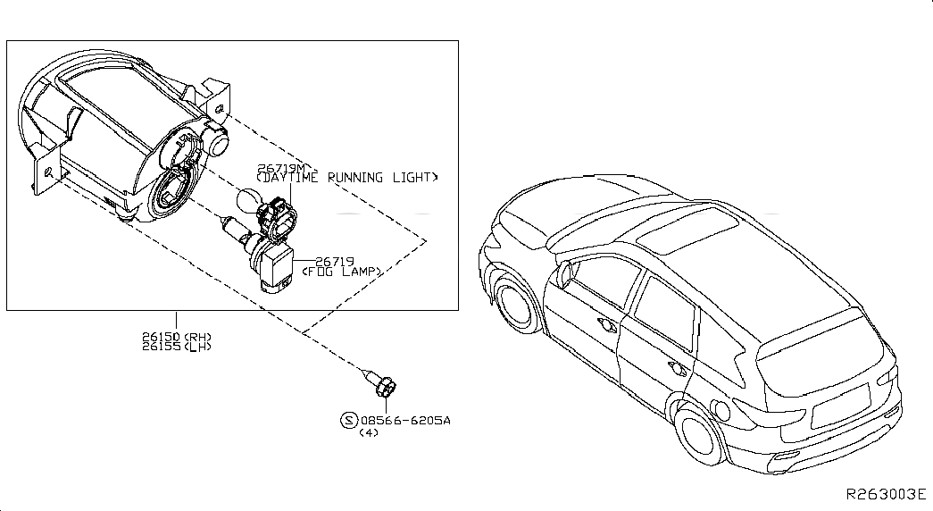 BULB-DAYTIME RUNNING LAMP, <span>262618992D, Main Group: Body Electrical, Diagram: FOG,DAYTIME RUNNING & DRIVING LAMP; FRONT, Location Of Picture: 26719M