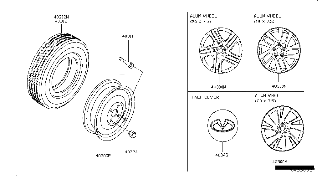 TIRE, <span>403123JA5A, Main Group: Axle & Suspension, Diagram: ROAD WHEEL & TIRE, Location Of Picture: 40312