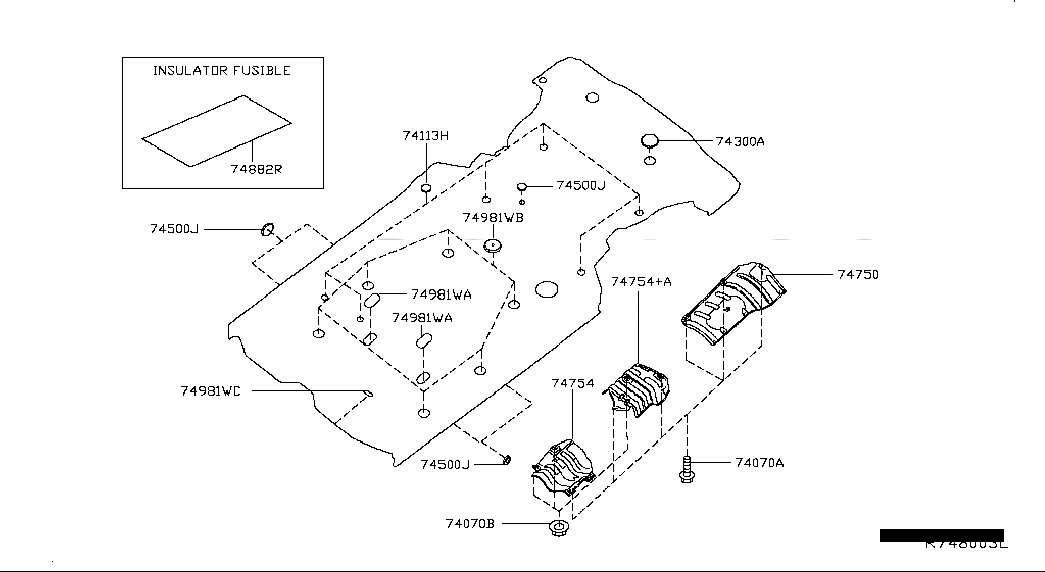 HEAT INSULATOR-FRONT FLOOR, <span>747533JA0A, Main Group: Body(Front,roof & Floor), Diagram: FLOOR FITTING, Location Of Picture: 74754